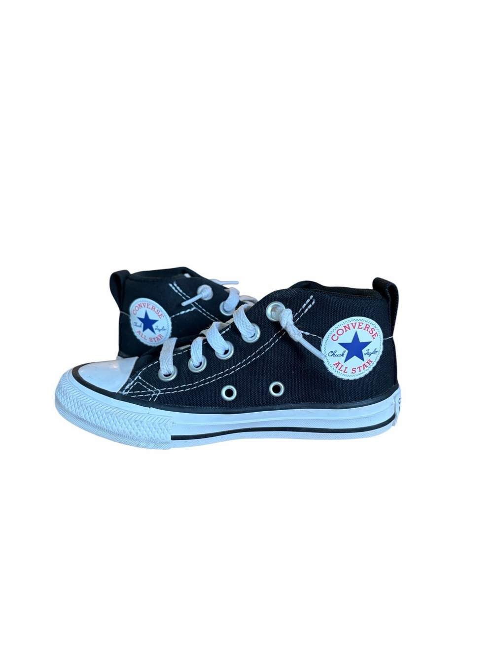 Converse Kids Chuck Taylor Black and White All Star Street Sneakers. Mid-Top.